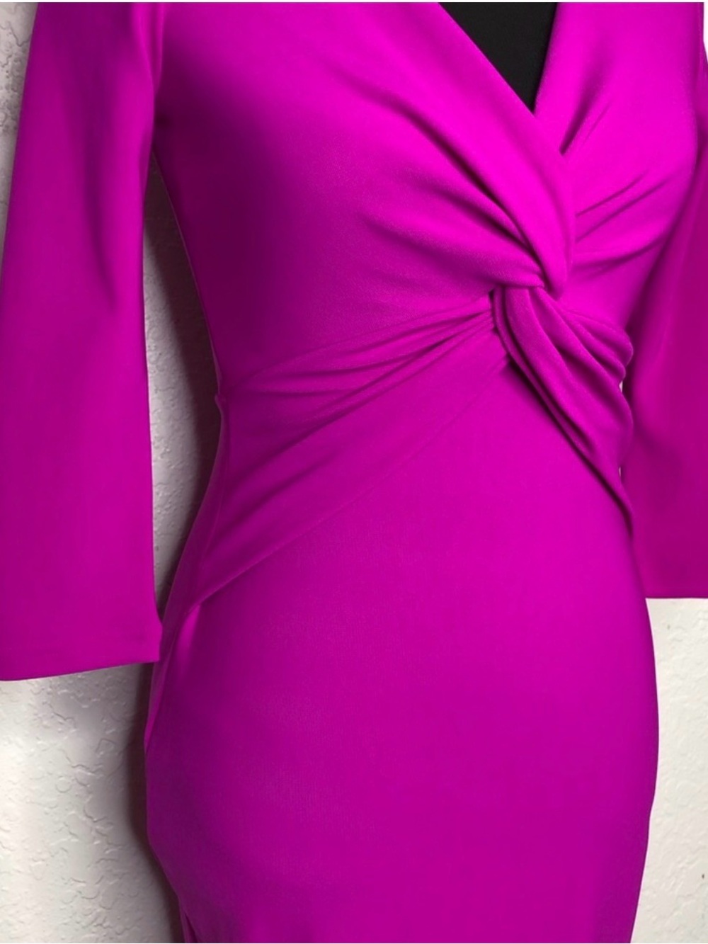 Boston Proper Magenta Twist-Front Long Sleeve Dress